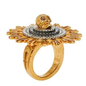 Alexander McQueen Gold & Silver Flower Burst Skull Ring (7)